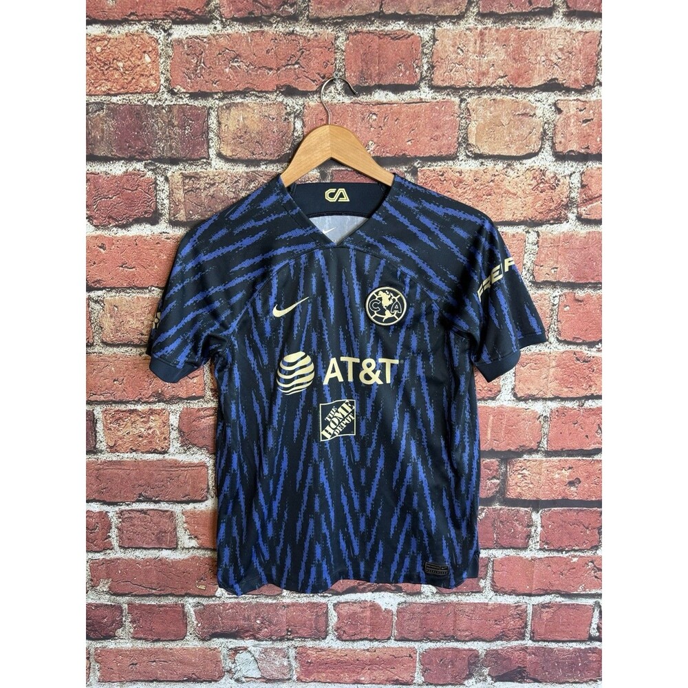 Nike Kids Blue and Black Club América Jersey with Gold Accents